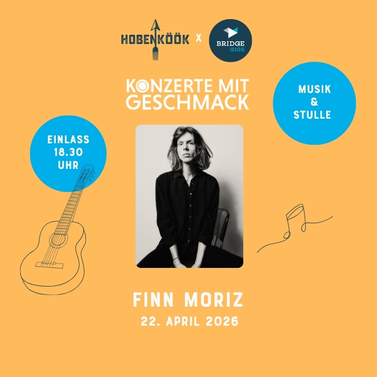 Finn Moriz live bei Musik & Stulle in der HafenCity: Indie-Pop, Stullen und Konzertabend in der Hobenköök am 22. April 2026.