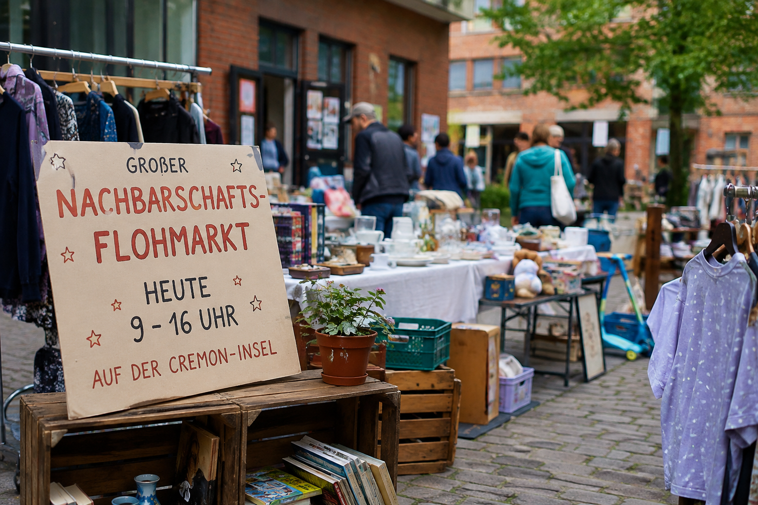 Rund um Laden 4 auf der Cremon-Insel gibt es Kleidung, Bücher, Haushaltsgegenstände und andere Schätze aus zweiter Hand zu entdecken.