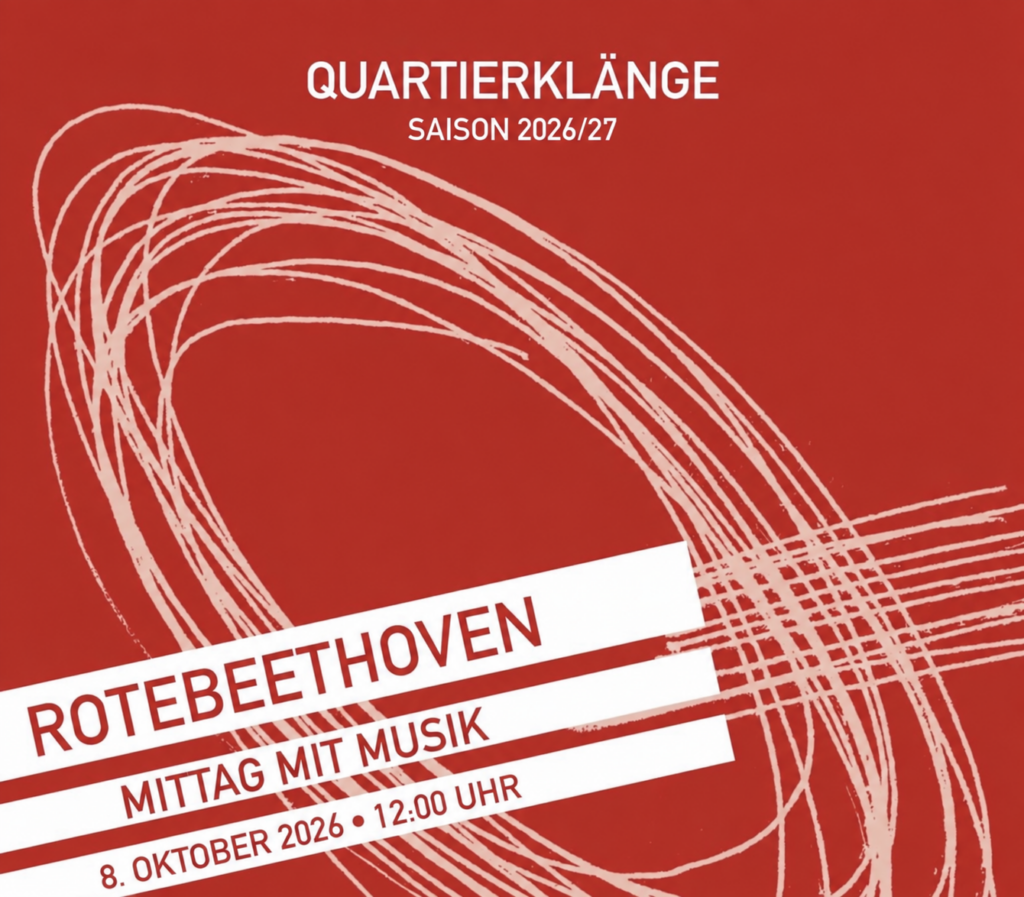 Veranstaltungsplakat für RoteBeethoven – Mittag mit Musik am 8. Oktober 2026 in der HafenCity